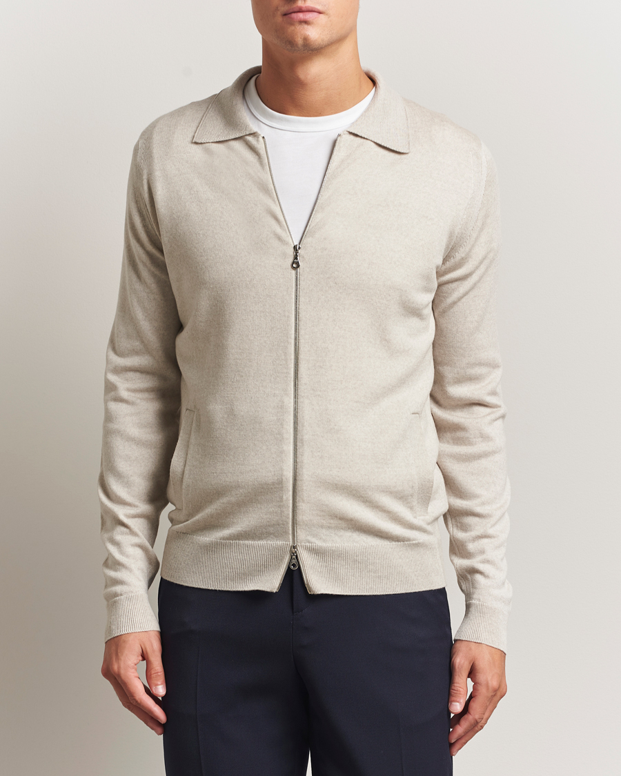 Hombres | Jerséis y prendas de punto | John Smedley | Alston Extra Fine Merino Full Zip Grey Fleece
