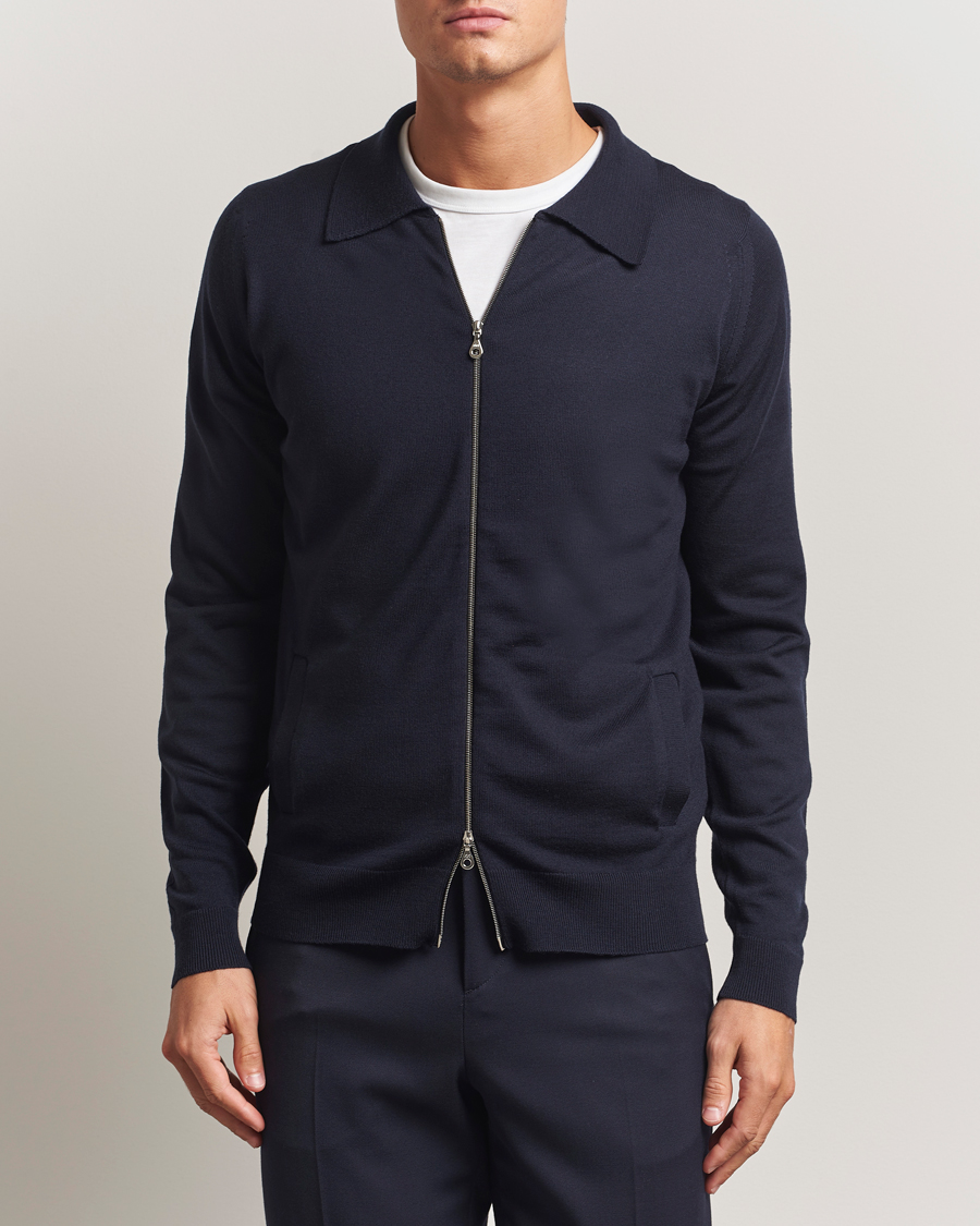 Hombres | Jerséis y prendas de punto | John Smedley | Alston Extra Fine Merino Full Zip Midnight