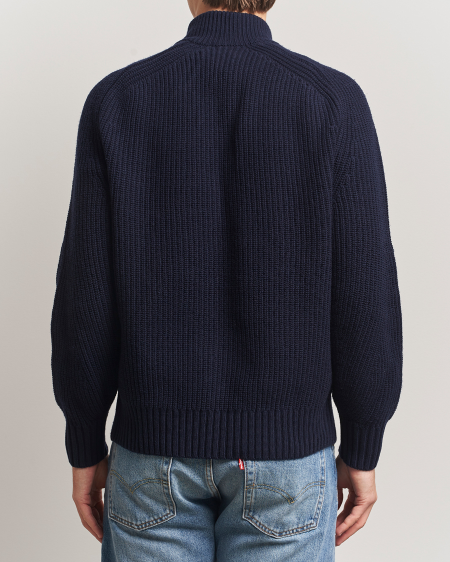 Hombres | Jerséis y prendas de punto | Lacoste | Heavy Knitted Wool Half Zip Navy