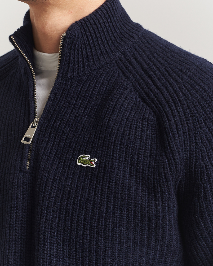 Hombres | Jerséis y prendas de punto | Lacoste | Heavy Knitted Wool Half Zip Navy