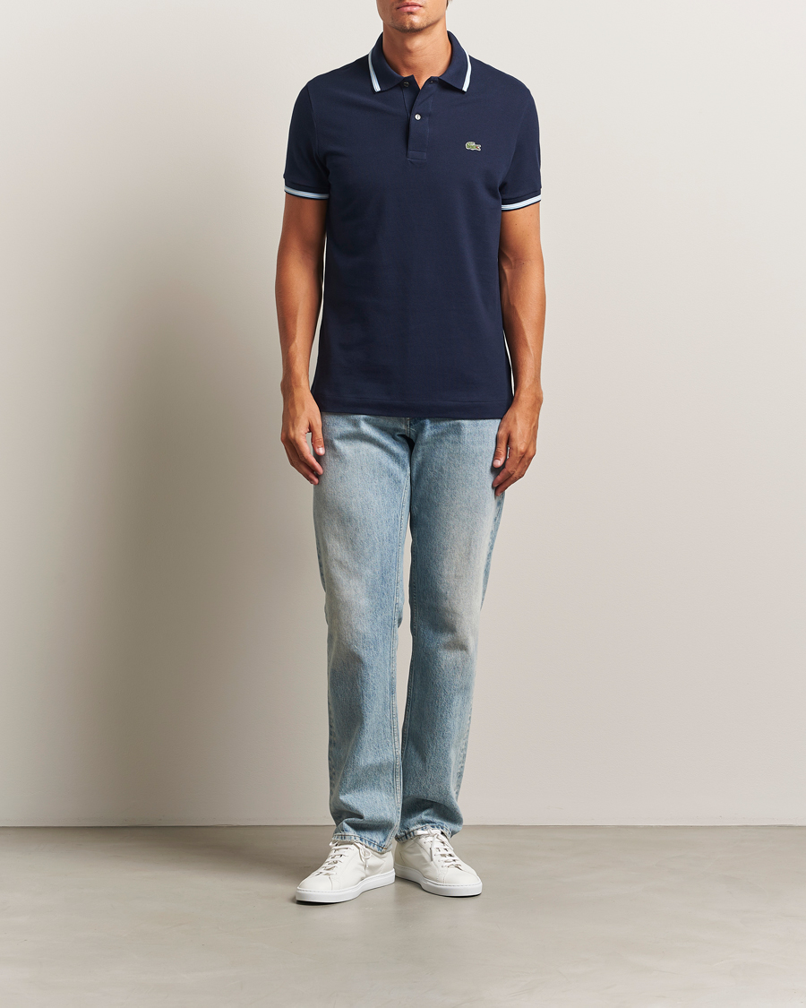 Hombres | Polos | Lacoste | Original Tipped Polo Piké Navy Blue