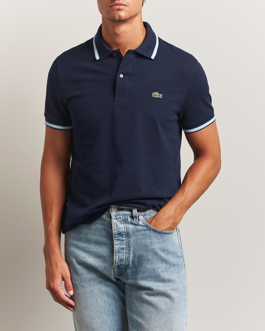 Hombres | Polos | Lacoste | Original Tipped Polo Piké Navy Blue