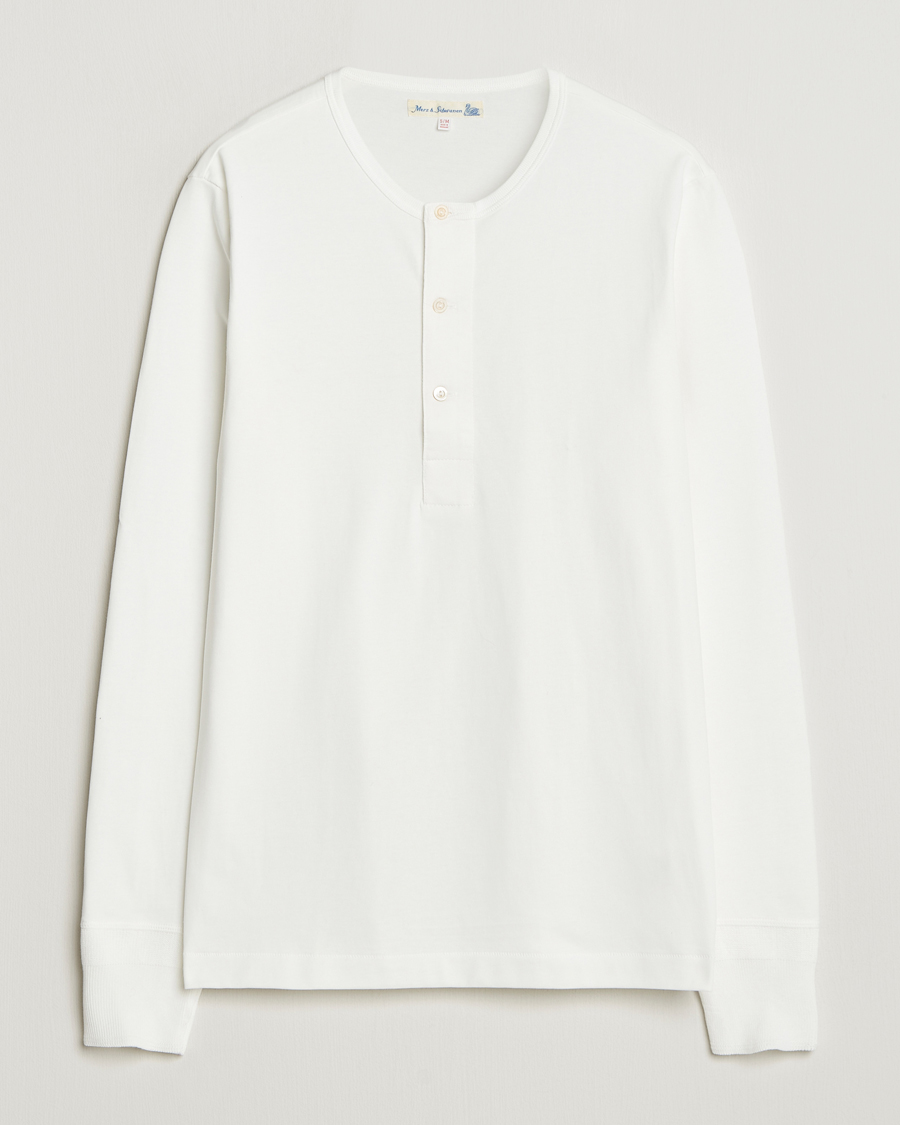 Hombres | Camisetas | Merz b. Schwanen | Classic Fit Sturdy Organic Cotton Henley White
