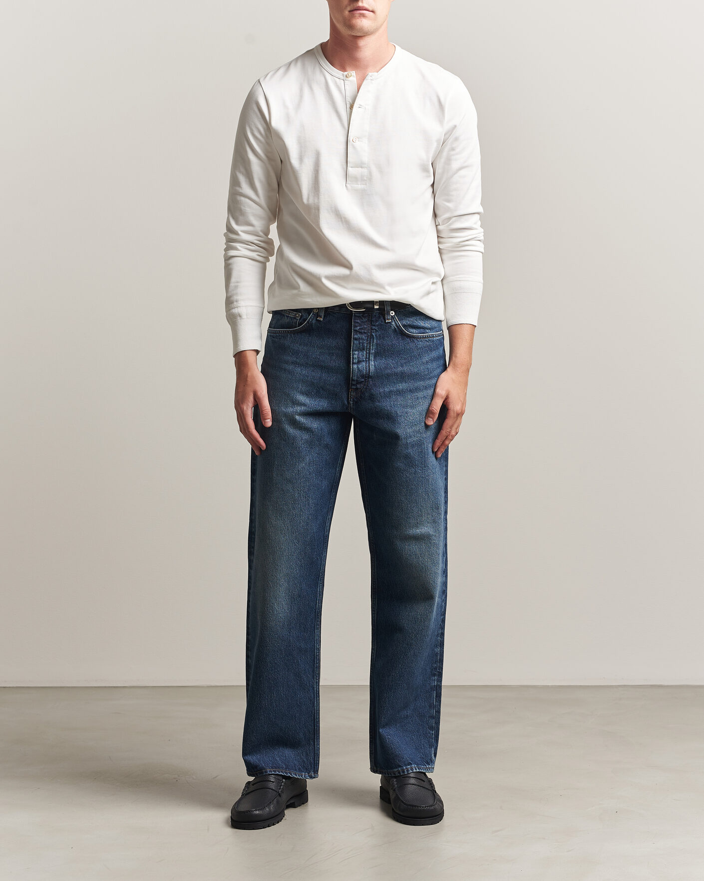 Hombres | Camisetas | Merz b. Schwanen | Classic Fit Sturdy Organic Cotton Henley White