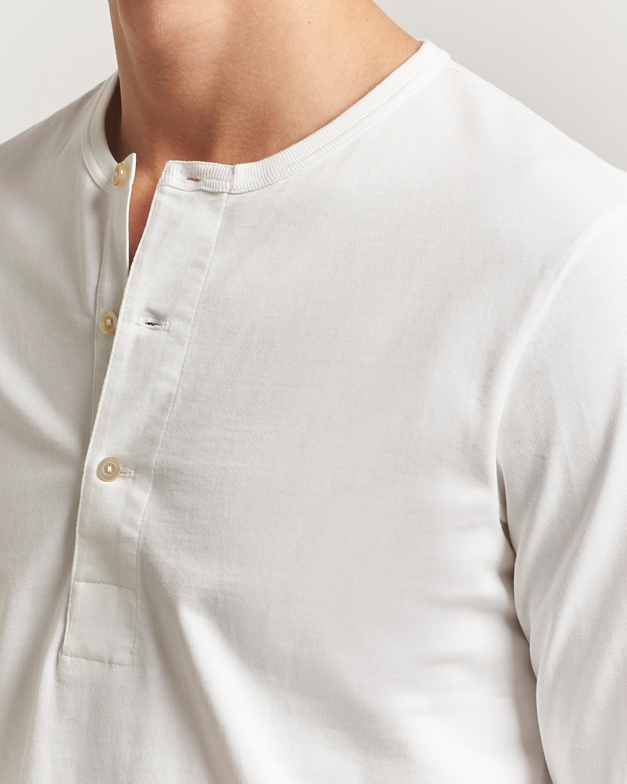 Hombres | Jerséis y prendas de punto | Merz b. Schwanen | Classic Fit Sturdy Organic Cotton Henley White
