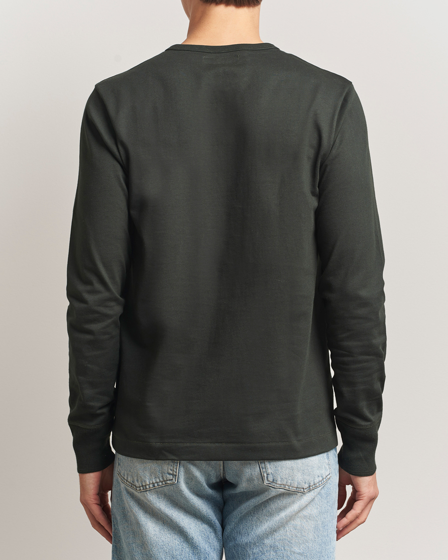 Hombres | Jerséis y prendas de punto | Merz b. Schwanen | Classic Fit Sturdy Organic Cotton Henley Forest Green