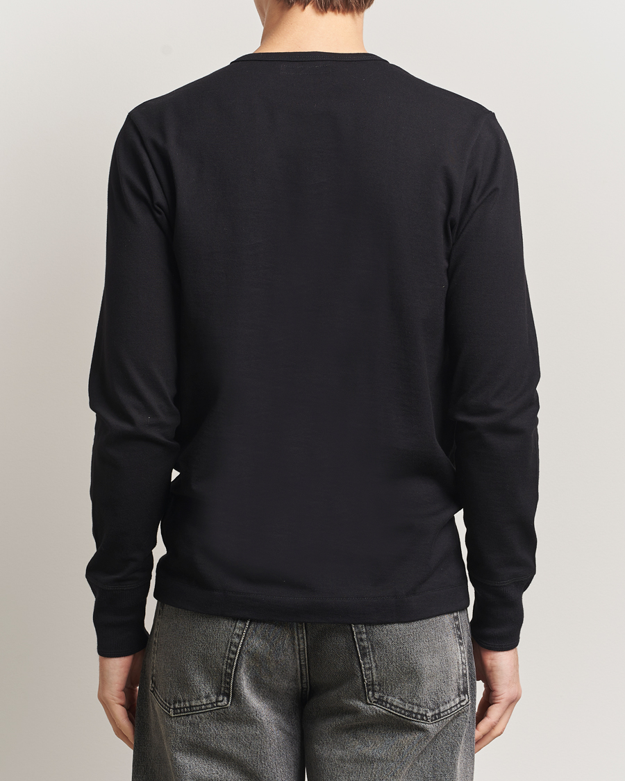 Hombres | Jerséis y prendas de punto | Merz b. Schwanen | Classic Fit Sturdy Organic Cotton Henley Black