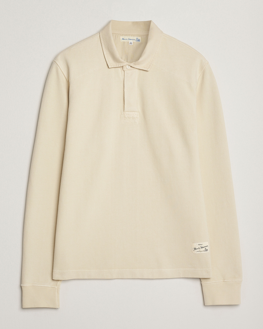 Hombres | Jerséis y prendas de punto | Merz b. Schwanen | Relaxed Fit Vintage Cotton Rugby Shirt Nature