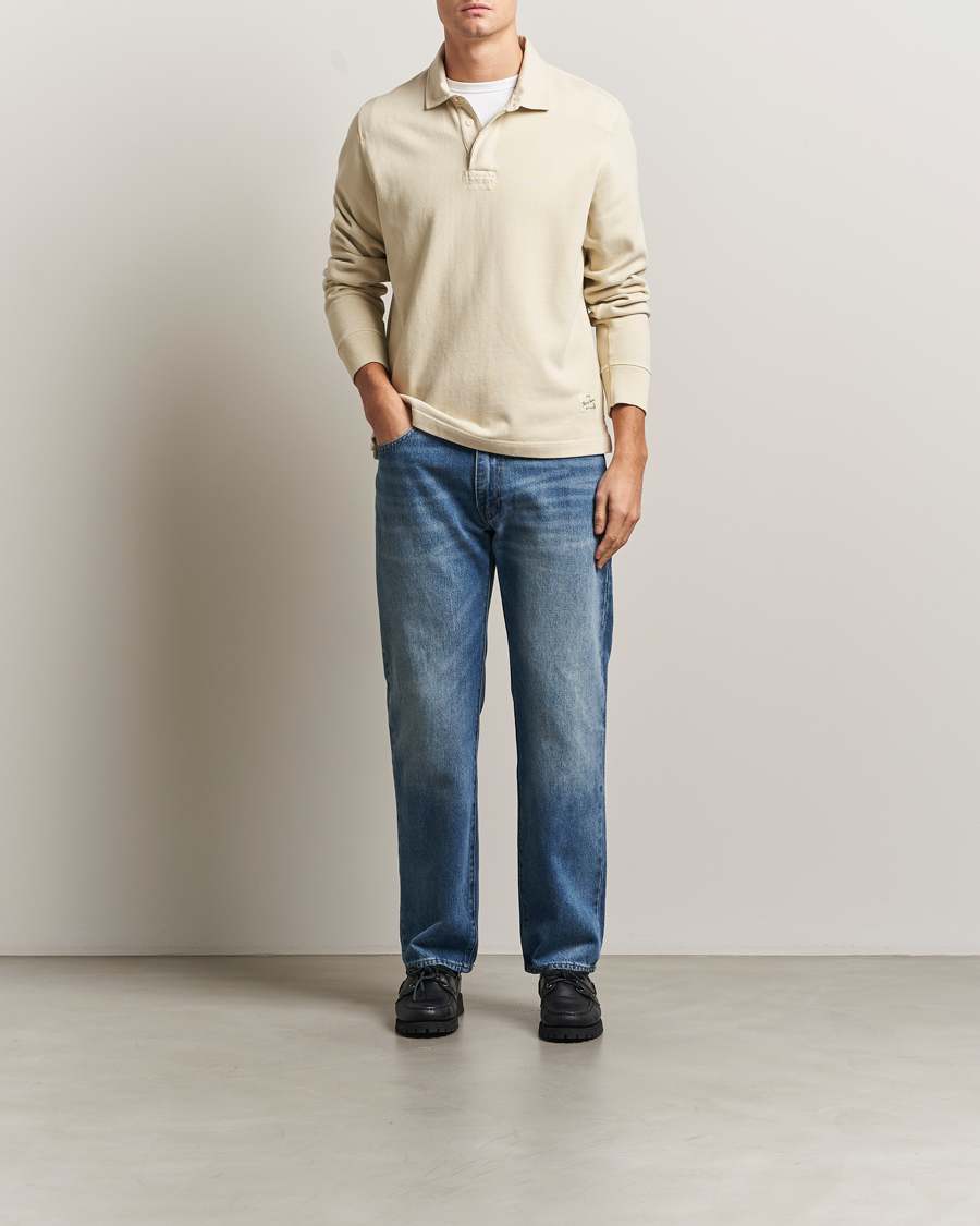 Hombres | Jerséis y prendas de punto | Merz b. Schwanen | Relaxed Fit Vintage Cotton Rugby Shirt Nature