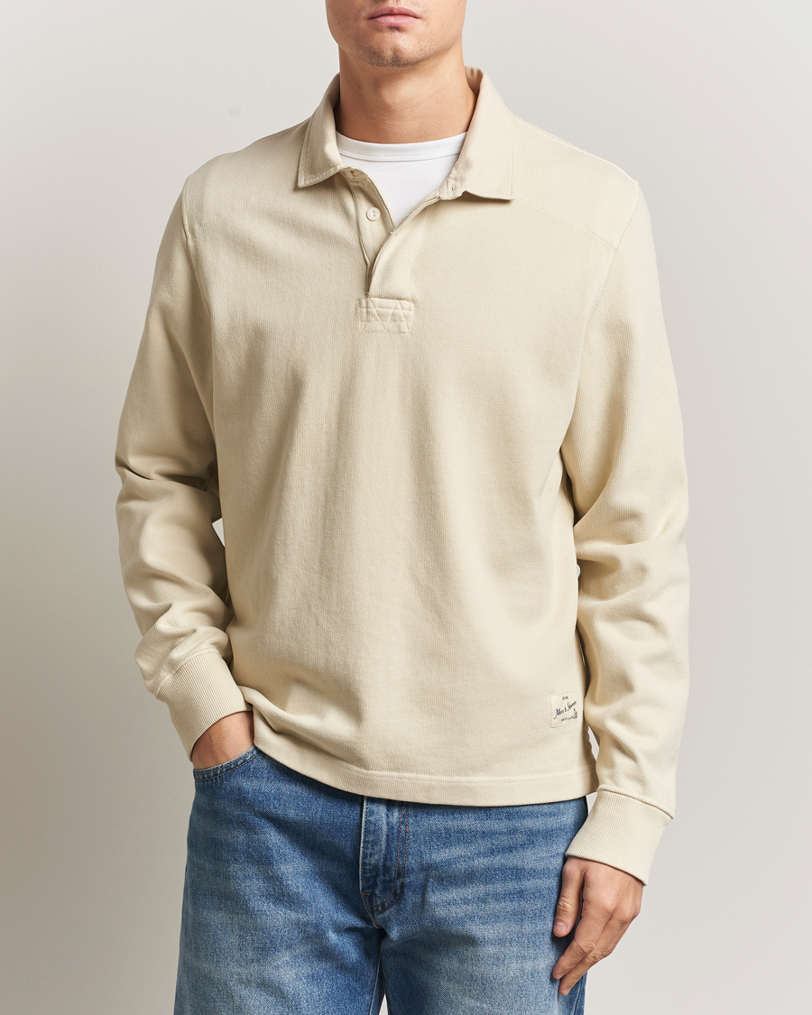 Hombres | Jerséis y prendas de punto | Merz b. Schwanen | Relaxed Fit Vintage Cotton Rugby Shirt Nature