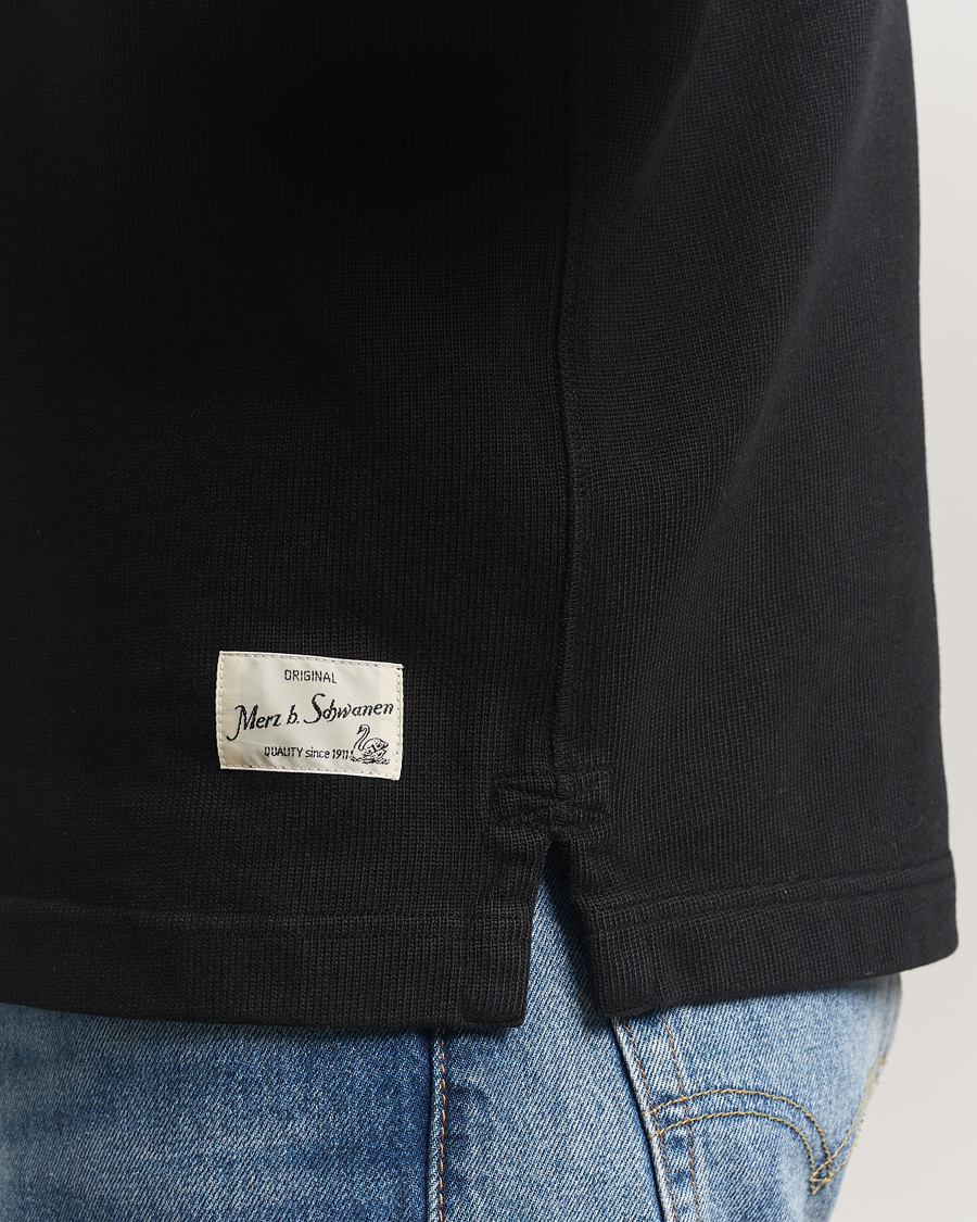 Hombres | Jerséis y prendas de punto | Merz b. Schwanen | Relaxed Fit Vintage Cotton Rugby Shirt Black