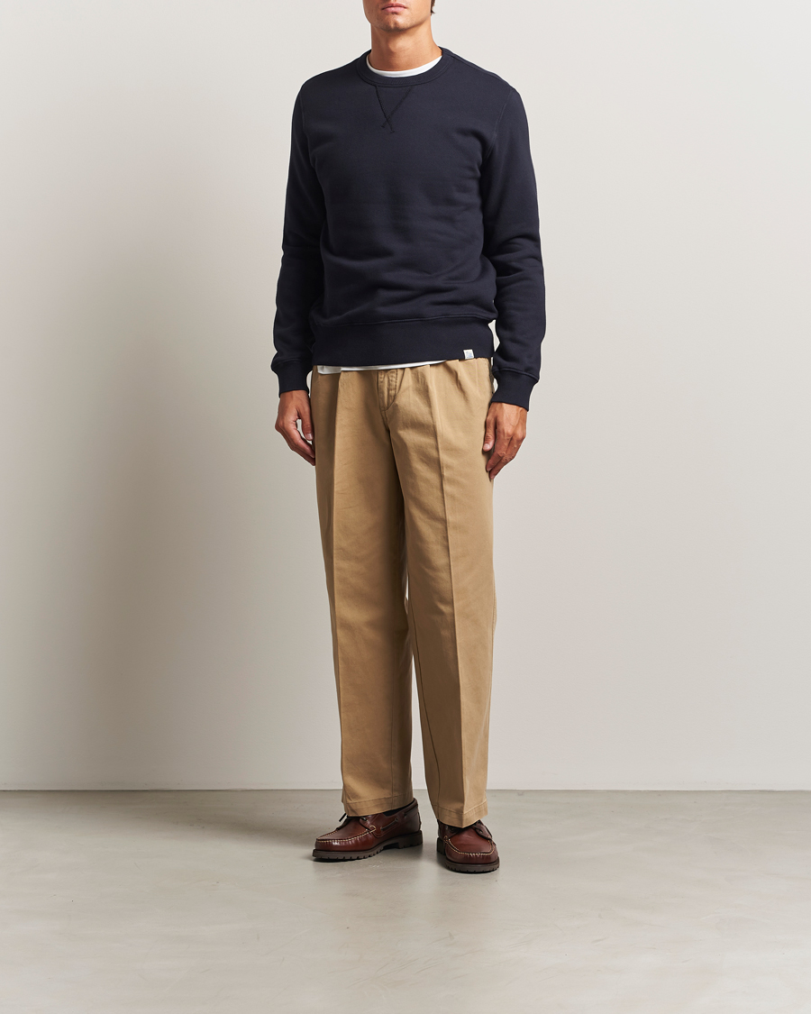 Hombres | Jerséis y prendas de punto | Merz b. Schwanen | Relaxed Fit Vintage Cotton Sweatshirt Dark Navy