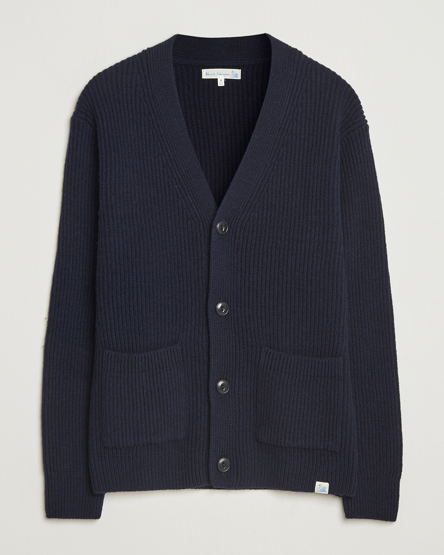 Hombres | Jerséis y prendas de punto | Merz b. Schwanen | Merino/Cashmere Knitted Cardigan Dark Navy