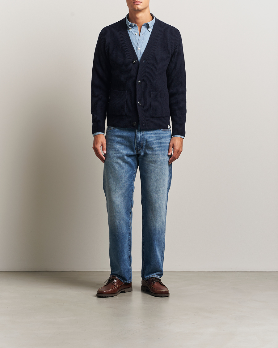 Hombres | Jerséis y prendas de punto | Merz b. Schwanen | Merino/Cashmere Knitted Cardigan Dark Navy