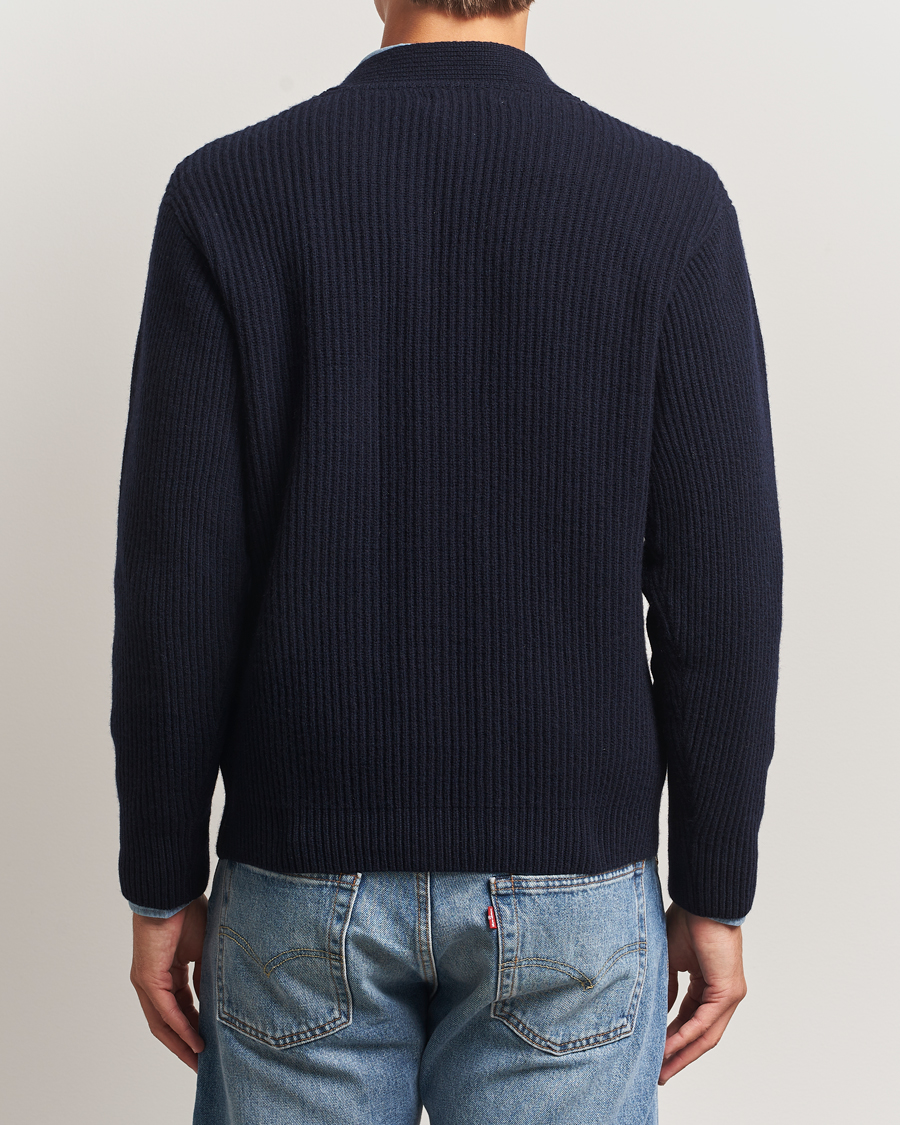 Hombres | Jerséis y prendas de punto | Merz b. Schwanen | Merino/Cashmere Knitted Cardigan Dark Navy