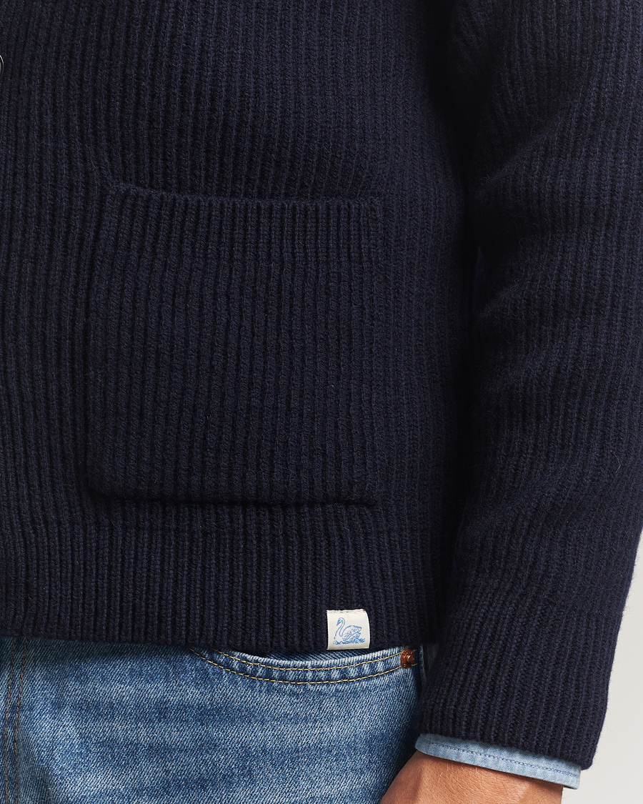 Hombres | Jerséis y prendas de punto | Merz b. Schwanen | Merino/Cashmere Knitted Cardigan Dark Navy