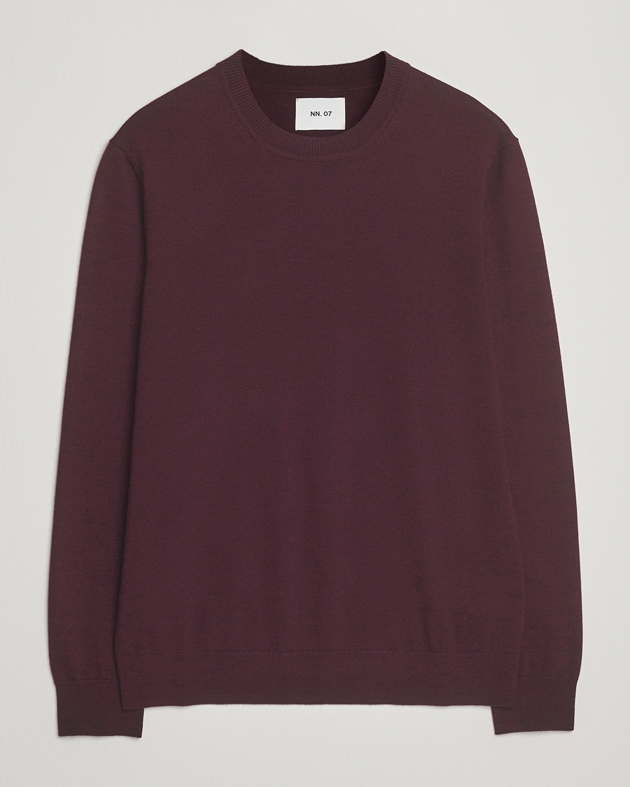 Hombres | Jerséis y prendas de punto | NN07 | Ted Merino Crew Neck Pullover Wine Red