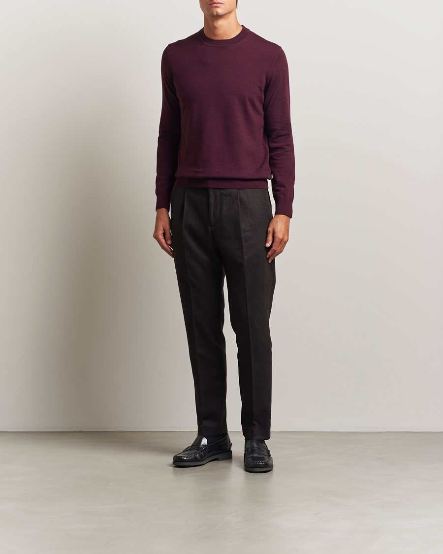 Hombres | Jerséis y prendas de punto | NN07 | Ted Merino Crew Neck Pullover Wine Red