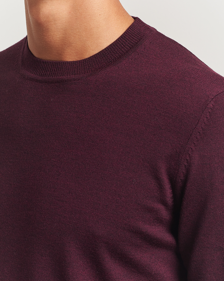 Hombres | Jerséis y prendas de punto | NN07 | Ted Merino Crew Neck Pullover Wine Red