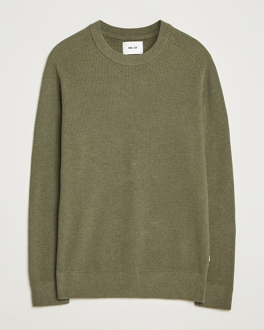 Hombres | Jerséis y prendas de punto | NN07 | Kevin Cotton Knitted Sweater Capers Green