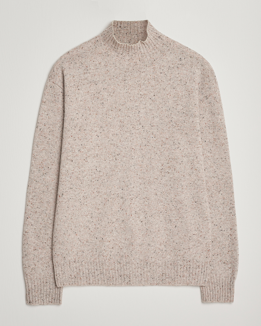 Hombres | Jerséis y prendas de punto | NN07 | Aksel Wool Donegal Knitted Mock Neck Ivory