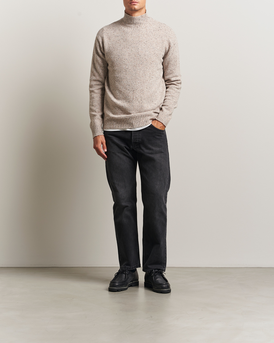 Hombres | Jerséis y prendas de punto | NN07 | Aksel Wool Donegal Knitted Mock Neck Ivory