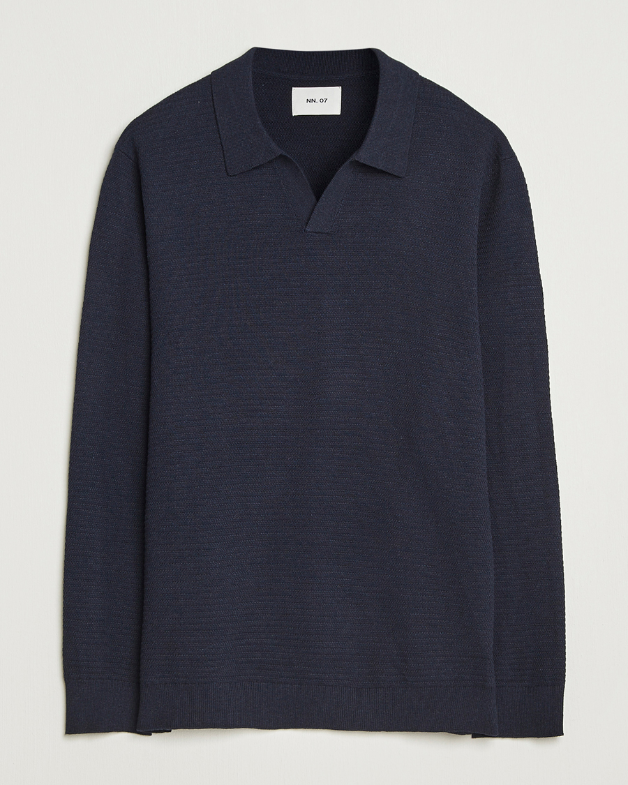 Hombres | Jerséis y prendas de punto | NN07 | Paul Cotton Knitted Polo Deep Navy