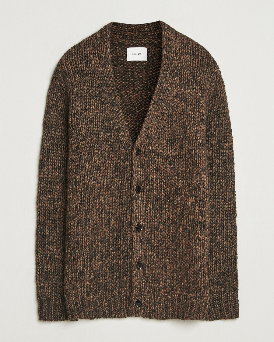Hombres | Jerséis y prendas de punto | NN07 | Osky Heavy Knitted Cardigan Demitasse Brown