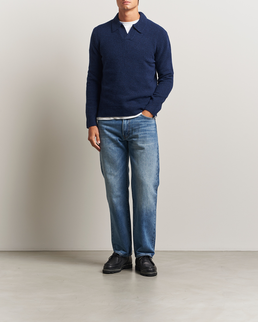 Hombres | Jerséis y prendas de punto | NN07 | Hope Wool Knitted Polo Navy Blue