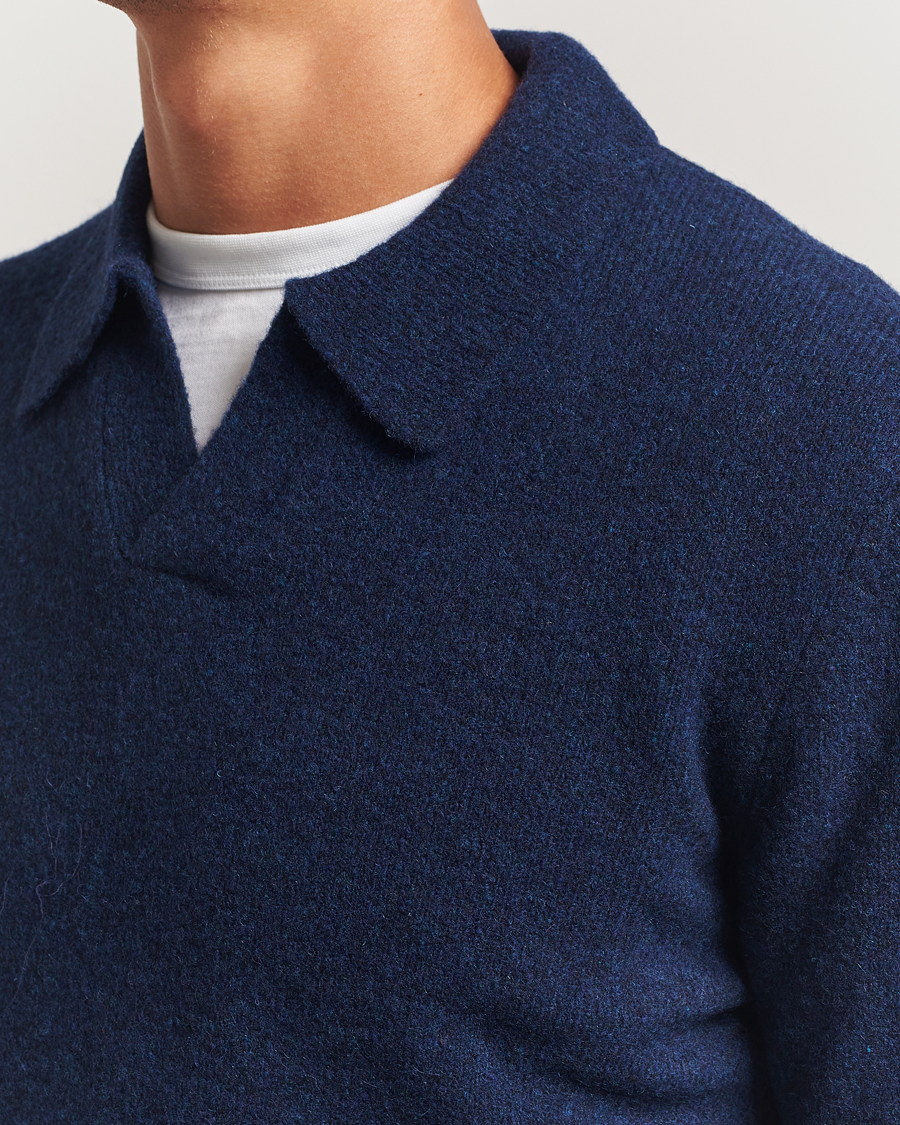 Hombres | Jerséis y prendas de punto | NN07 | Hope Wool Knitted Polo Navy Blue