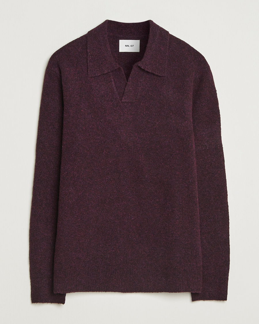 Hombres | Jerséis y prendas de punto | NN07 | Hope Wool Knitted Polo Wine Red