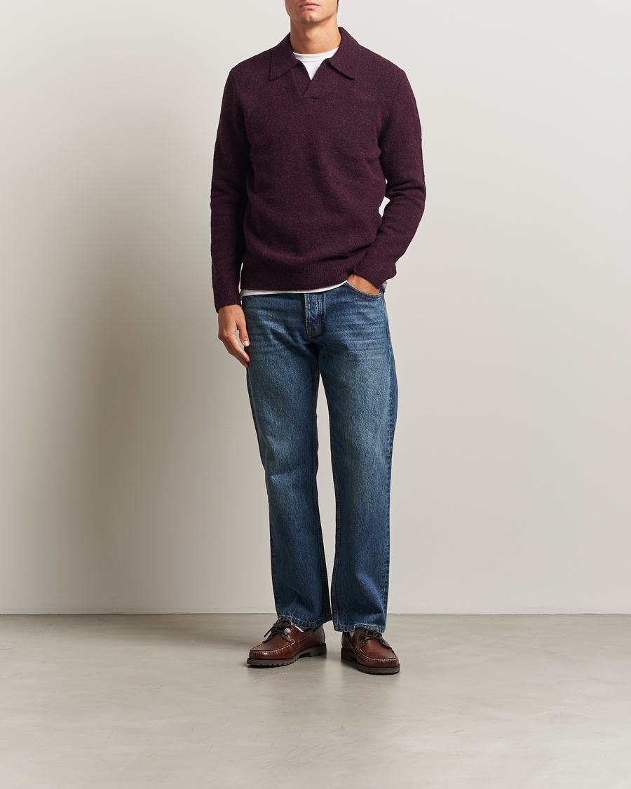 Hombres | Jerséis y prendas de punto | NN07 | Hope Wool Knitted Polo Wine Red