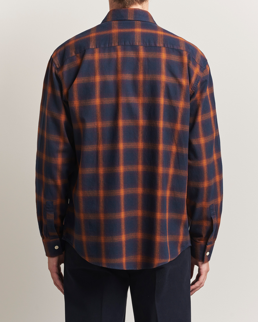 Hombres | Camisas | NN07 | Deon Flannel Checked Shirt Navy/Orange