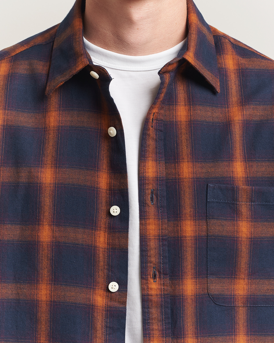 Hombres | Camisas | NN07 | Deon Flannel Checked Shirt Navy/Orange