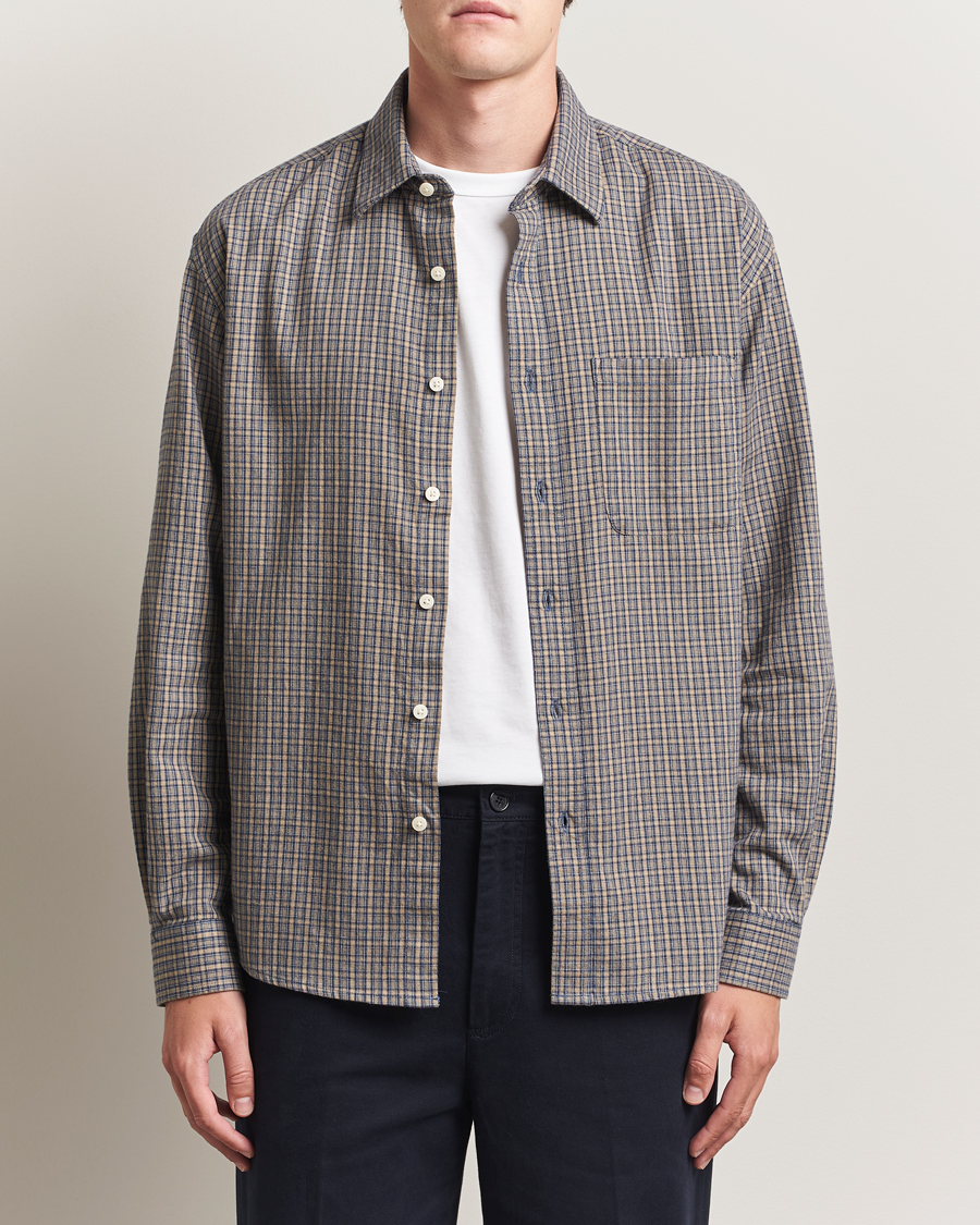 Hombres | Camisas | NN07 | Deon Flannel Checked Shirt Indigo