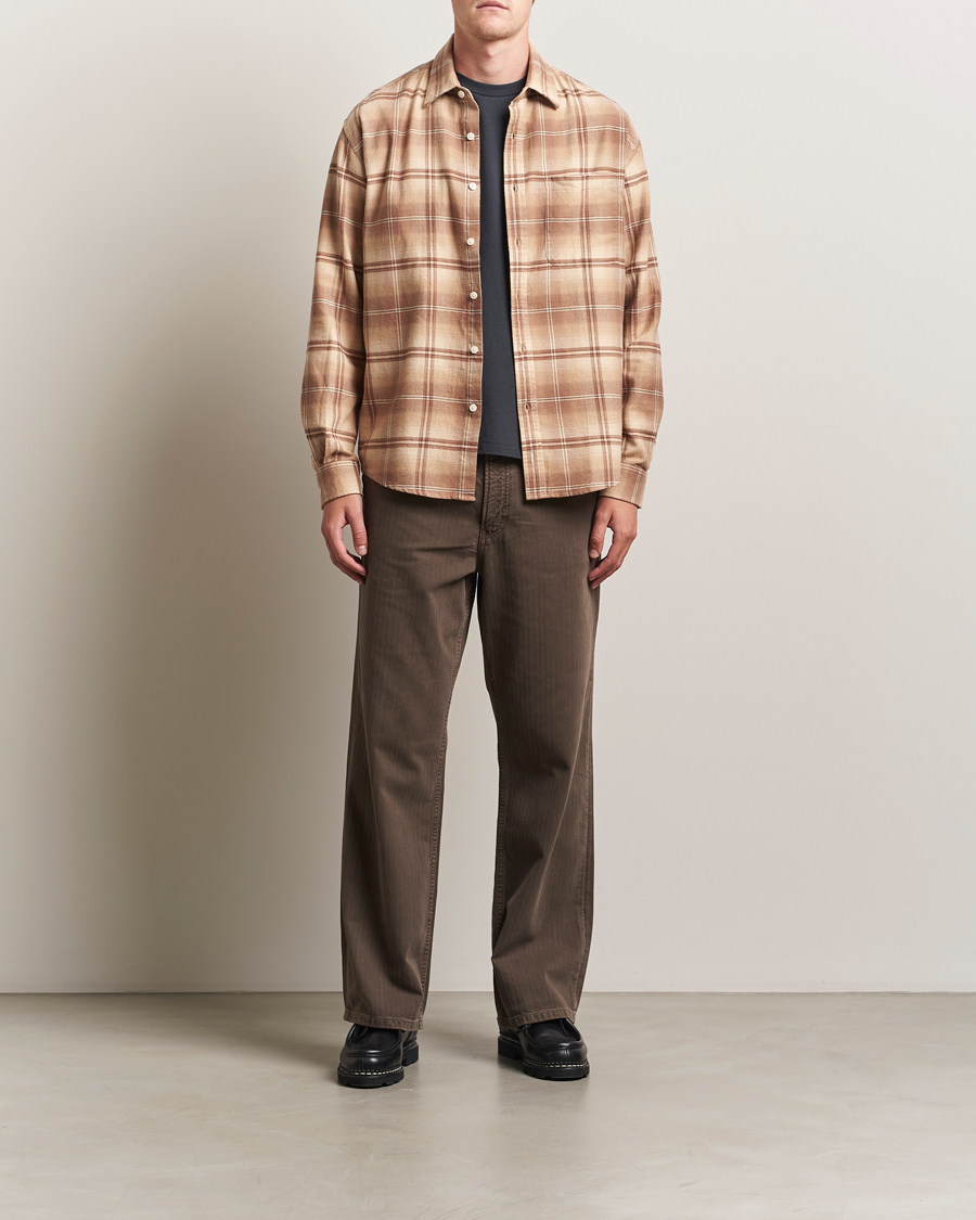 Hombres | Camisas | NN07 | Deon Flannel Checked Shirt Camel