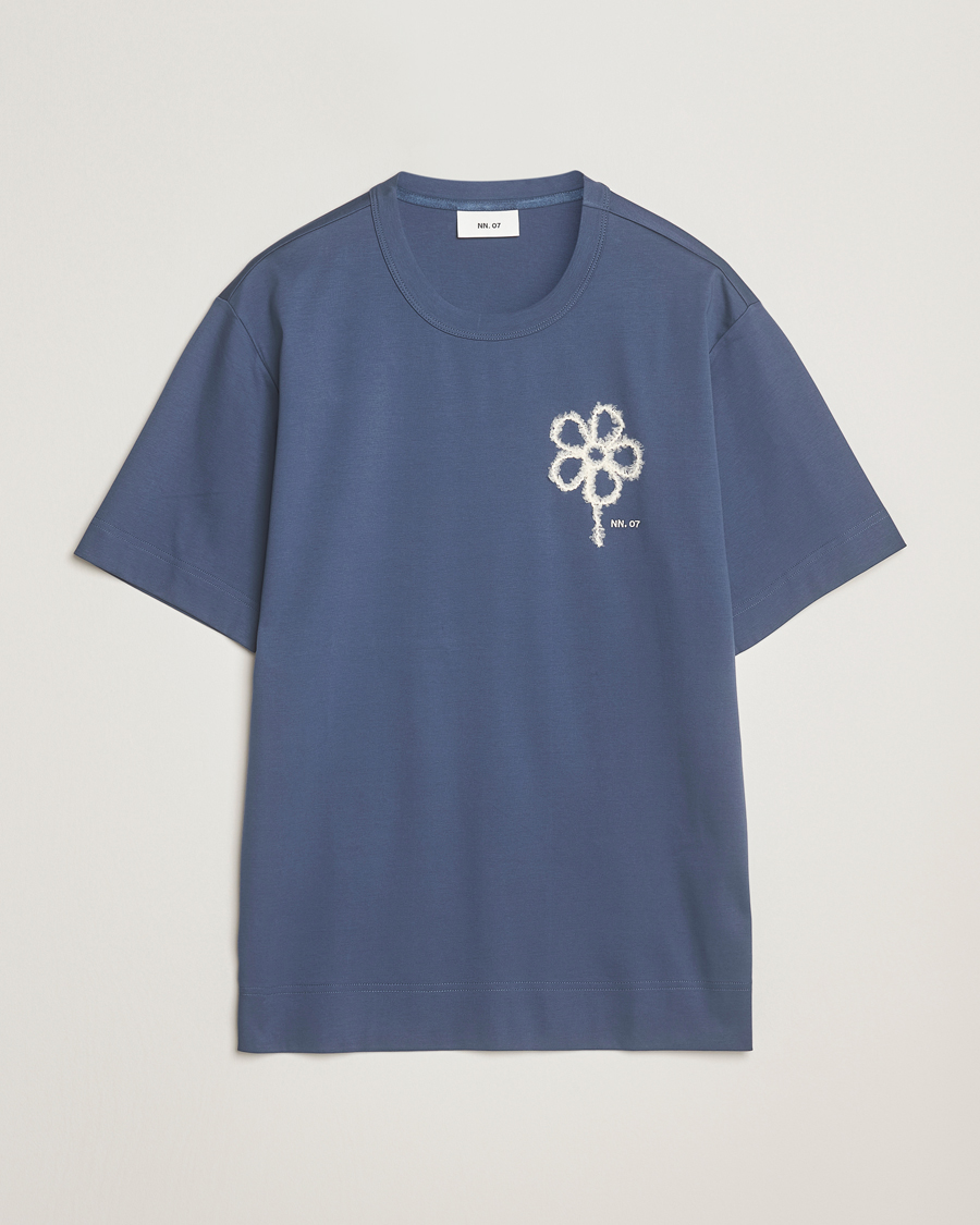 Hombres | Camisetas | NN07 | Pedro Mercerized Embroidered T-Shirt Denim Blue