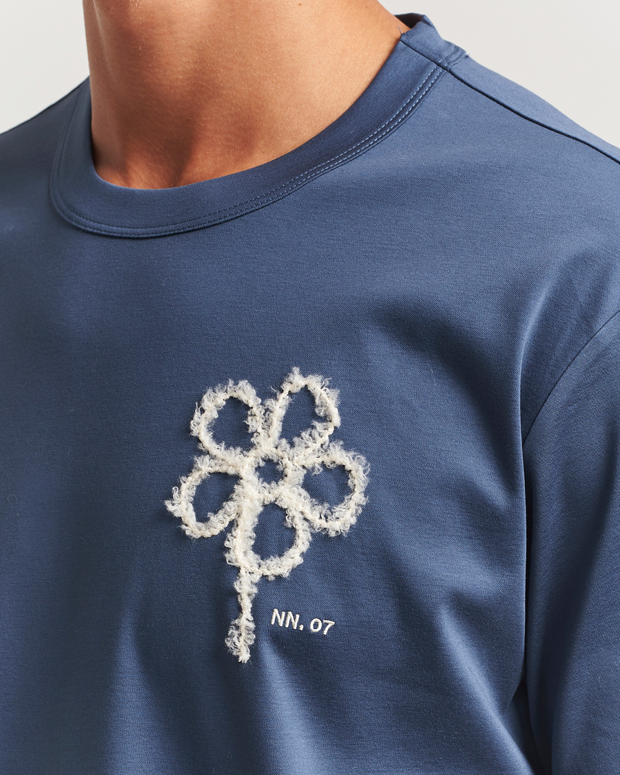 Hombres | Camisetas | NN07 | Pedro Mercerized Embroidered T-Shirt Denim Blue