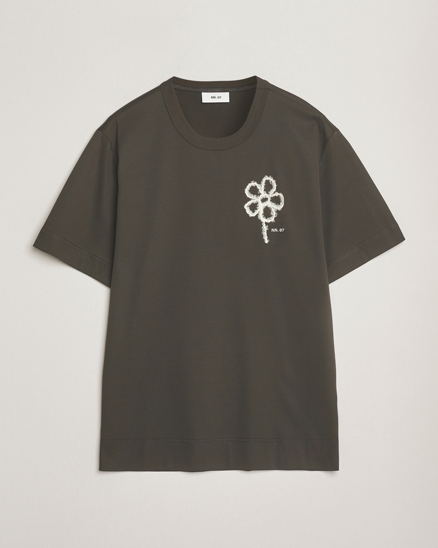 Hombres | Camisetas | NN07 | Pedro Mercerized Embroidered T-Shirt Dark Army