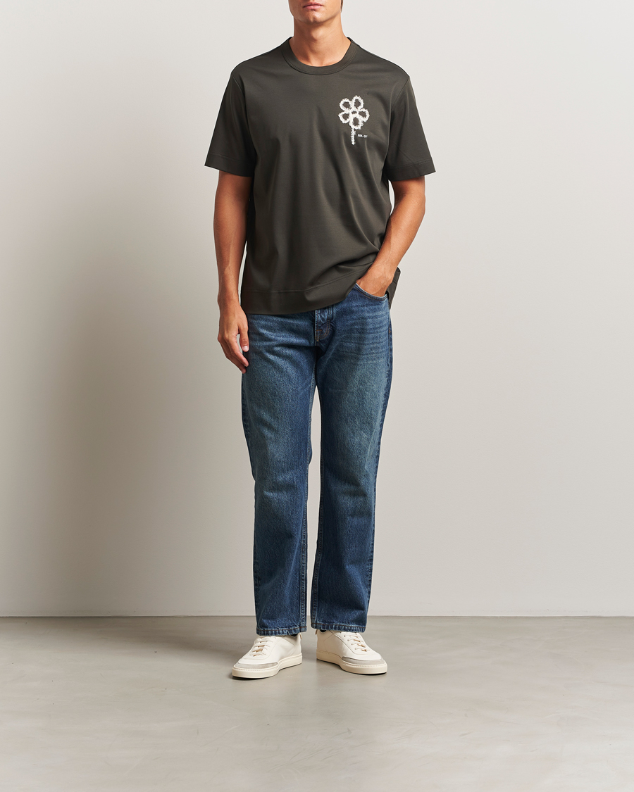 Hombres | Camisetas | NN07 | Pedro Mercerized Embroidered T-Shirt Dark Army