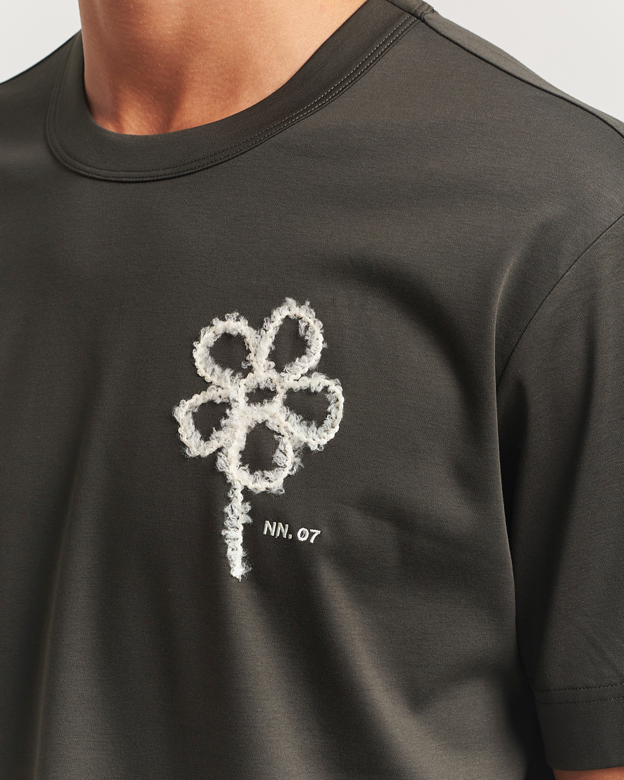 Hombres | Camisetas | NN07 | Pedro Mercerized Embroidered T-Shirt Dark Army