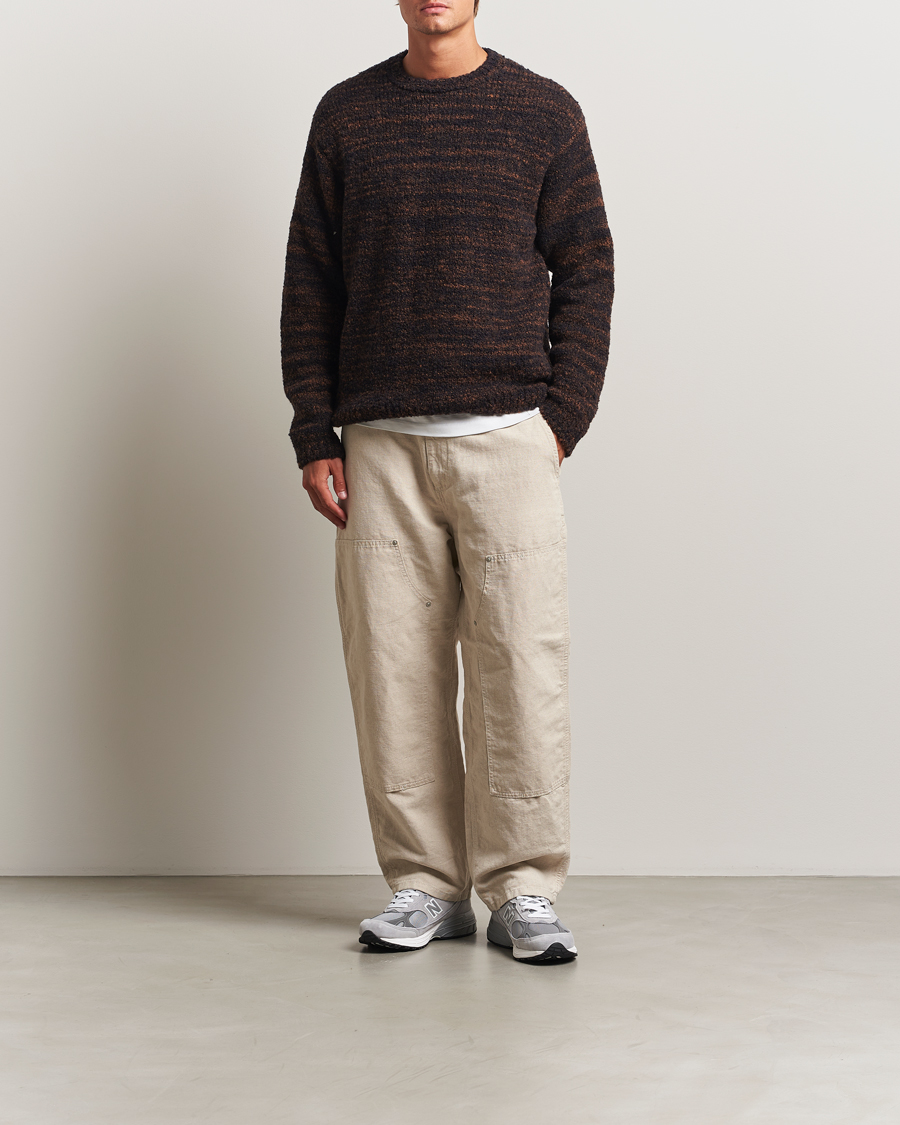 Hombres | Jerséis y prendas de punto | Nudie Jeans | Gurra Bouclé Knitted Sweater Black/Brown