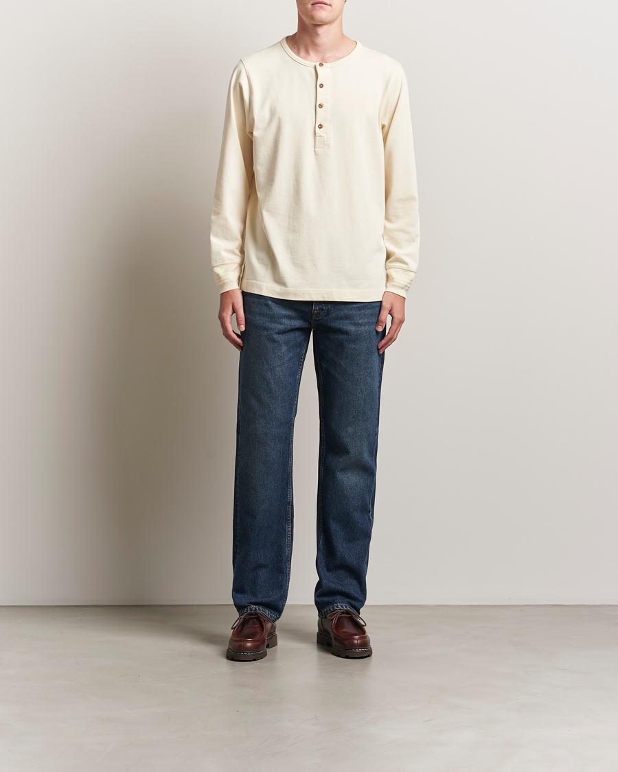 Hombres | Camisetas | Nudie Jeans | Long Sleeved Henley Ecru