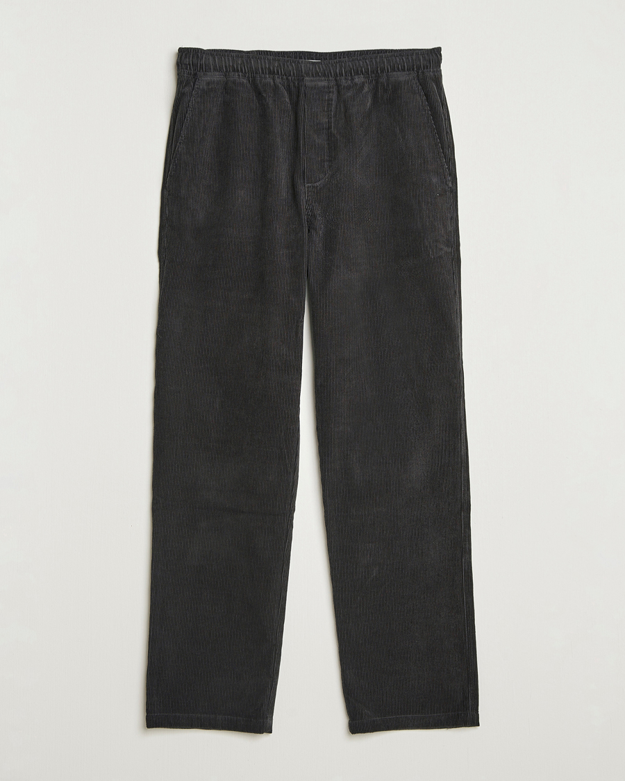 Hombres | Pantalones | Samsøe Samsøe | Jabari Corduroy Drawstring Trousers Black Oyster