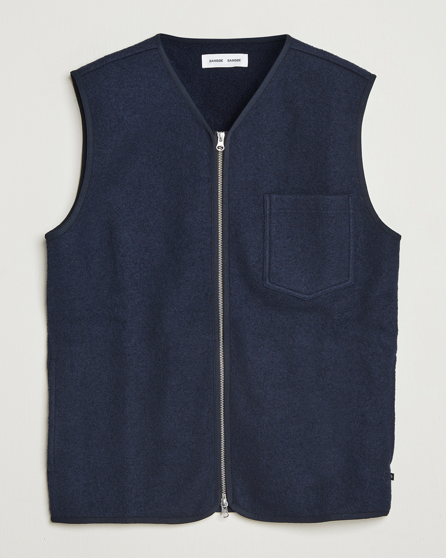 Hombres | Abrigos y chaquetas | Samsøe Samsøe | Hannes Boiled Wool Vest Salute Navy