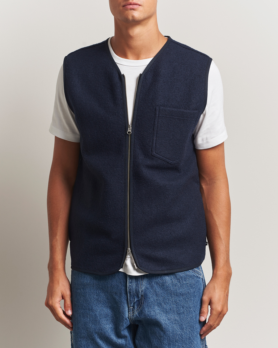 Hombres | Abrigos y chaquetas | Samsøe Samsøe | Hannes Boiled Wool Vest Salute Navy