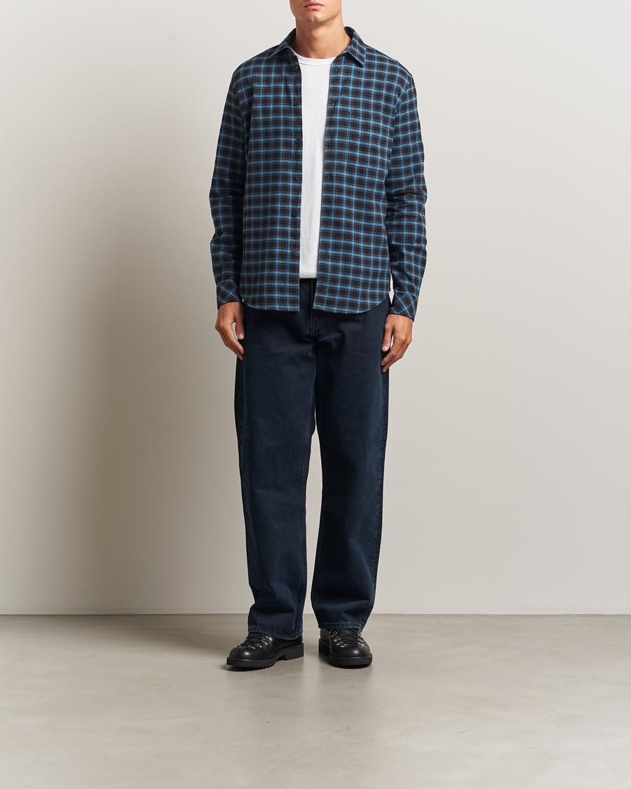 Hombres | Camisas | Samsøe Samsøe | Liam Brushed Cotton Checked Shirt Turkish Coffee