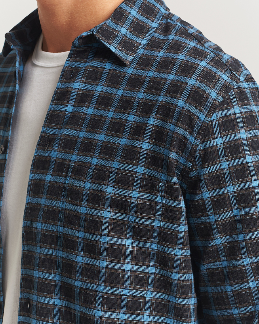 Hombres | Camisas | Samsøe Samsøe | Liam Brushed Cotton Checked Shirt Turkish Coffee