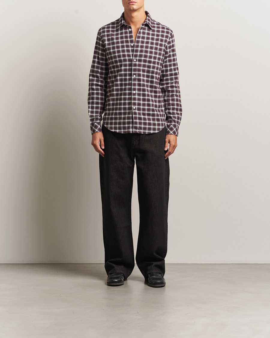 Hombres | Camisas | Samsøe Samsøe | Liam Brushed Cotton Checked Shirt Raisin