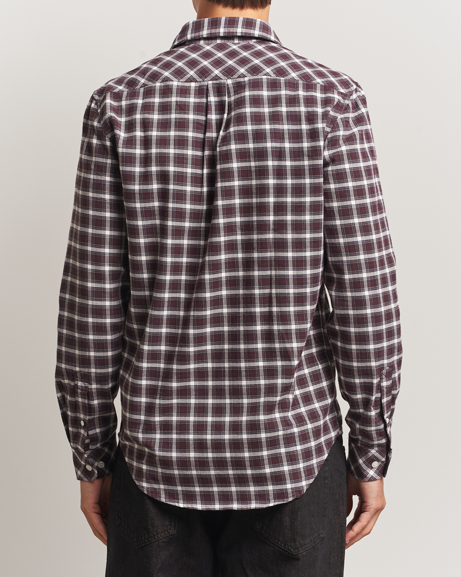 Hombres | Camisas | Samsøe Samsøe | Liam Brushed Cotton Checked Shirt Raisin